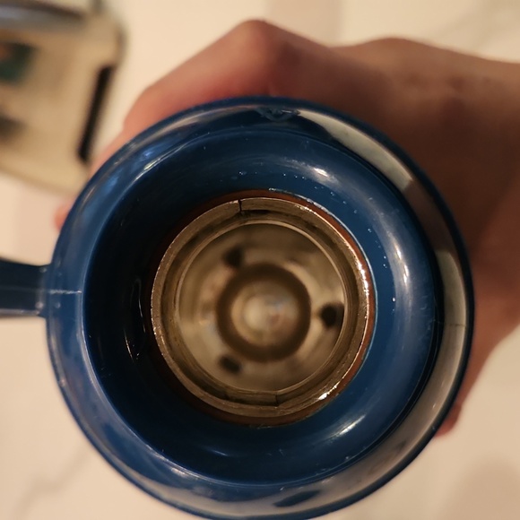 Vtg Blue Plastic 1.0 Liter Hot/Cold Beverage Thermos Limited w/ Handle England - Picture 4 of 5